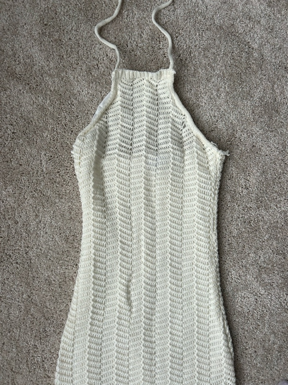 Petal & Pup Cream Crochet Halter dress